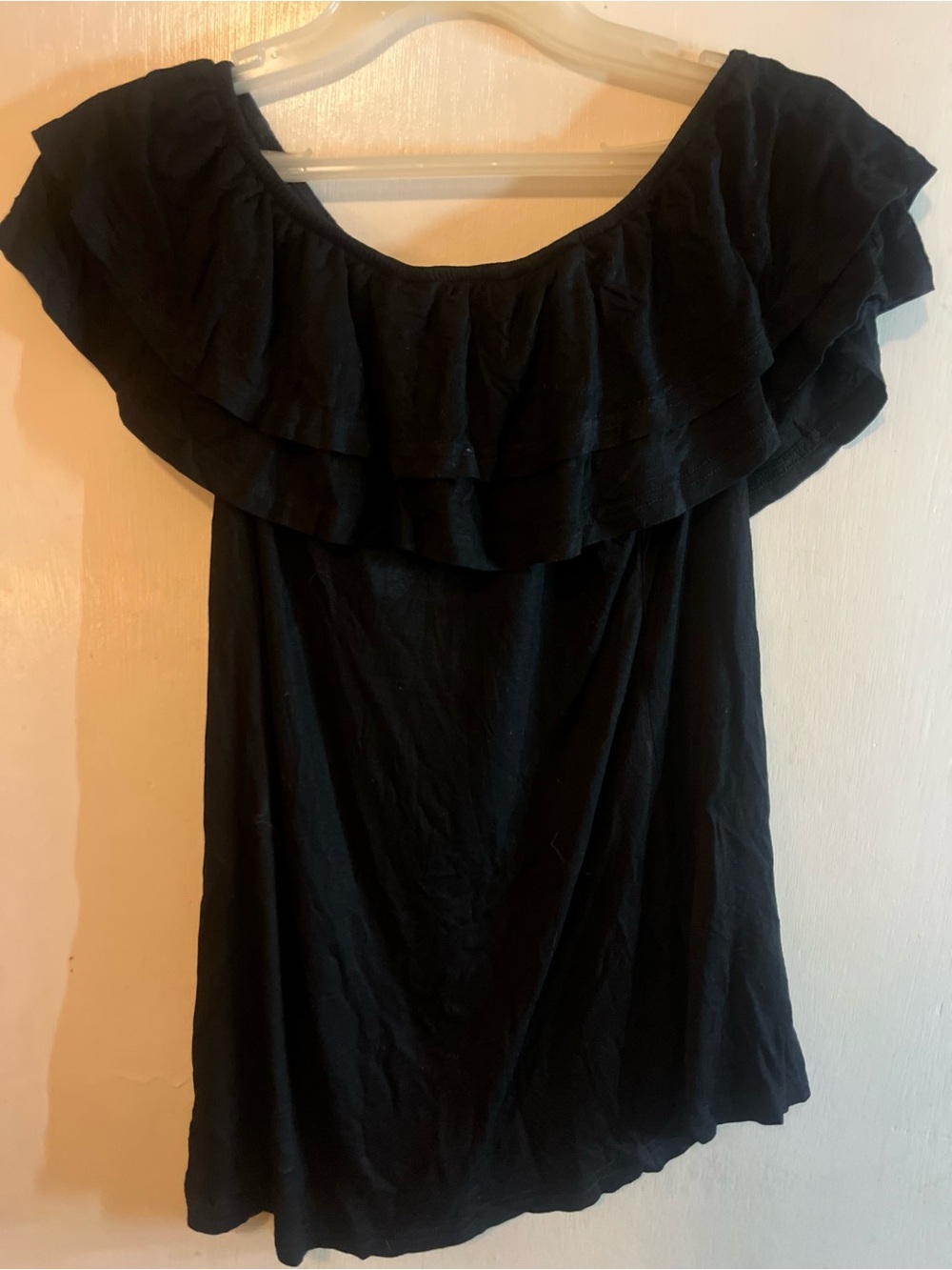Amazon Black Off-Shoulder Ruffle Blouse
